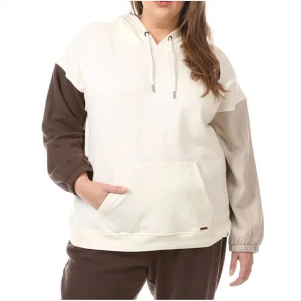 Andrew Marc Sport Colorblock Fleece‎ Lined Pullover Hoodie Sweatshirt L